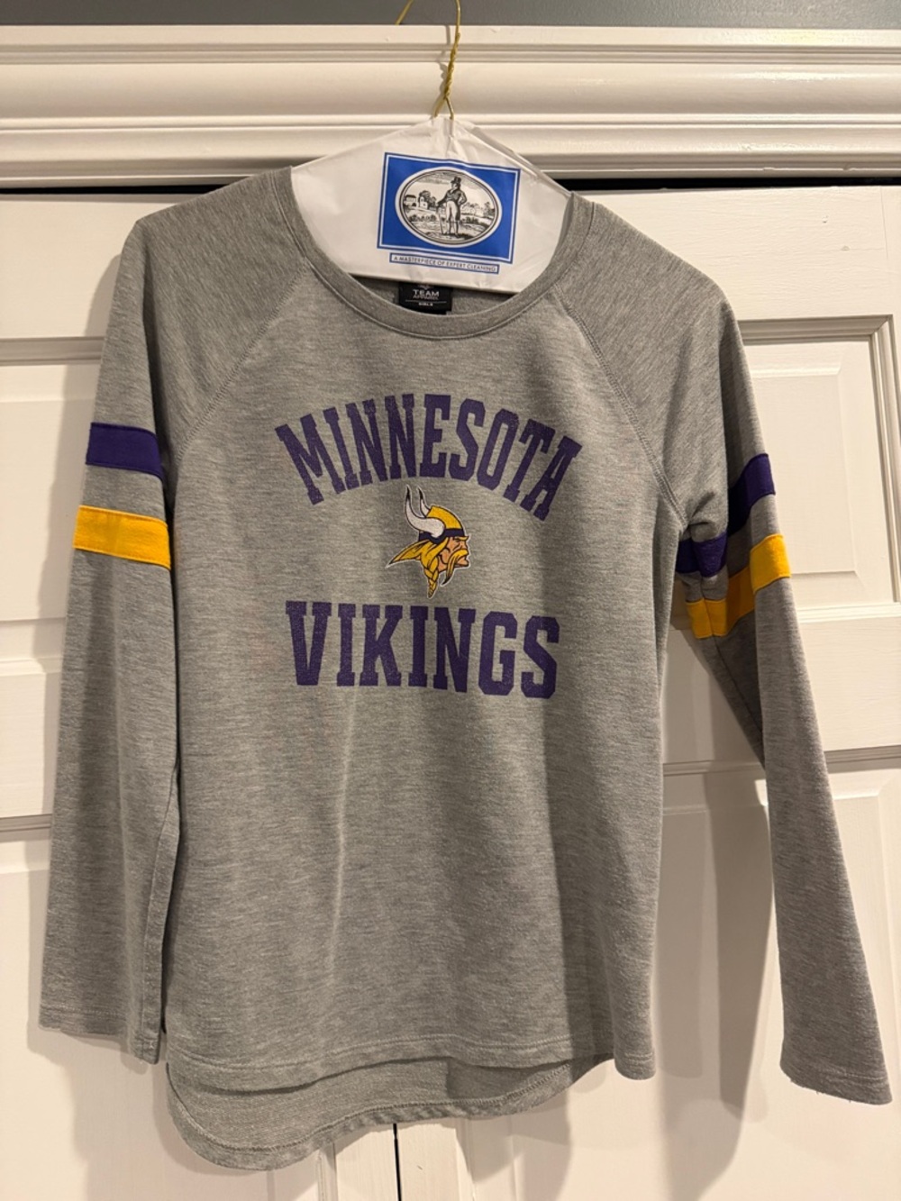 NFL Minnesota Vikings Grey Pullover Sweatshirt with Purple and Gold Accents